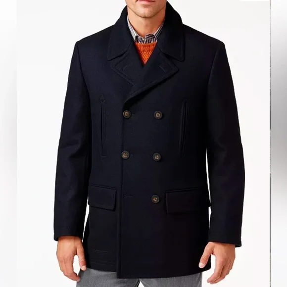 NWT Michael Kors Classic Fit Double Breasted Wool Blend Peacoat - Picture 1 of 4